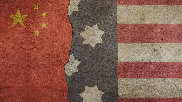 Σημαία των ΗΠΑ και Κίνα σημαία  - Φωτογραφία, εικόνα