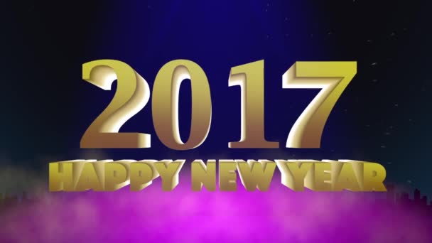 2017 Happy New Year Text Stars And Smoke Loopable - Footage, Video