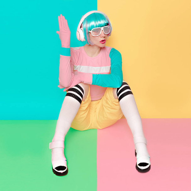 Fashion Pop art design. DJ Lady. Sweet Vanilla party style - Fotó, kép