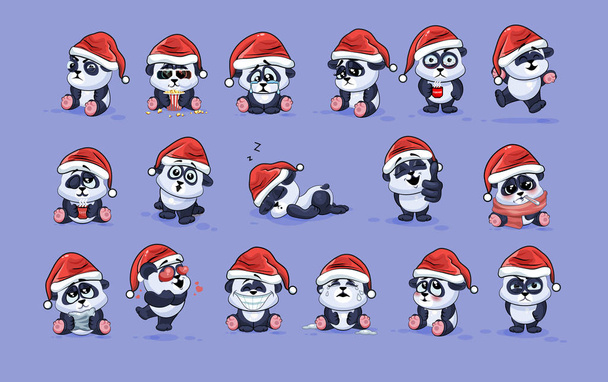 Ілюстрації ізольованих Emoji характер мультфільм панда наклейки смайликів з різних емоцій - Вектор, зображення