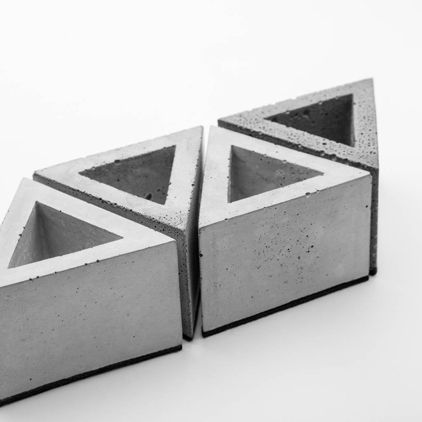 Several triangular pots of concrete - Valokuva, kuva