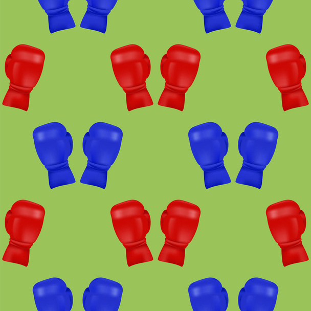 Luvas de boxe azul vermelho padrão sem costura
 - Vetor, Imagem