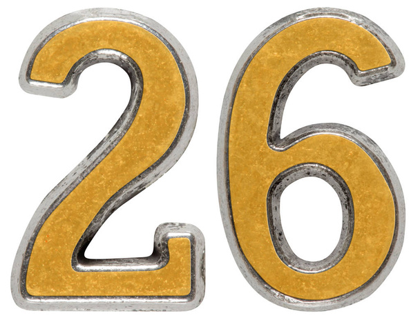 Número de metal 26, veintiséis, aislado sobre fondo blanco
 - Foto, Imagen