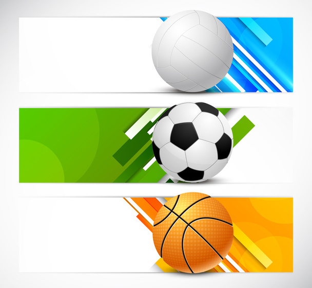 set van banners met sport ballen - Vector, afbeelding