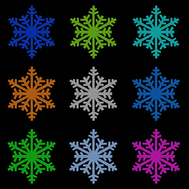  Colorful snowflake icons - Foto, Imagem