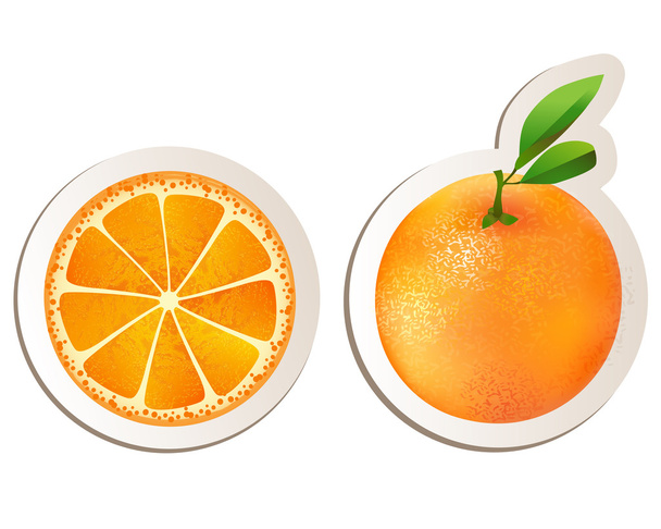 Juicy orange with slice - Vector, Image