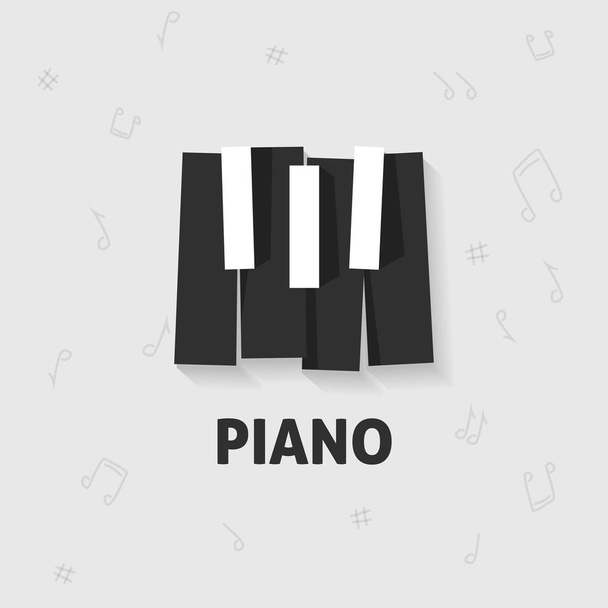 Piano keys vector flat black and white, keyboard - Vetor, Imagem