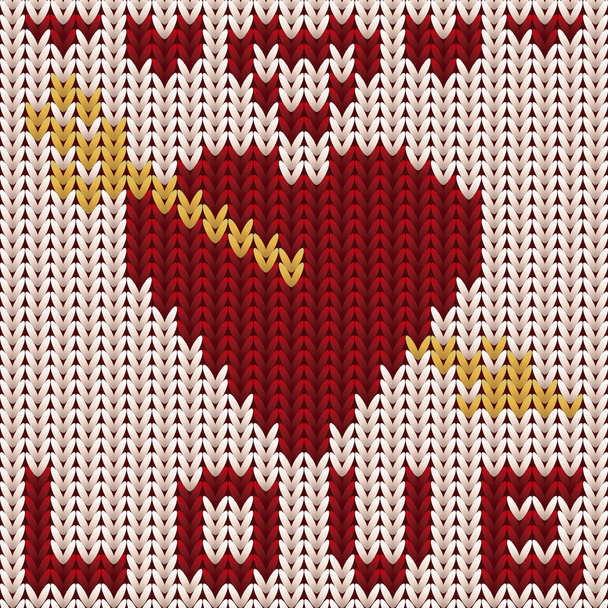 Amazing knitted love heart. Knitting texture. vector illustration - Vector, Image
