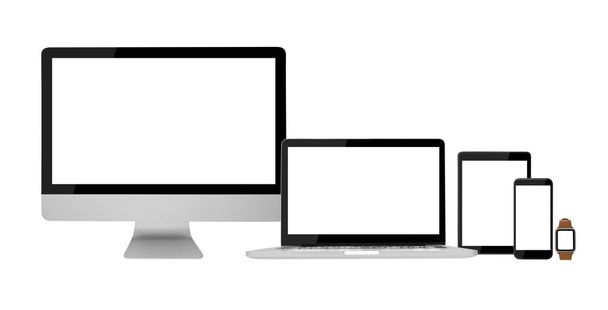 空白のデバイス - コンピューターのデスクトップ、ラップトップ、タブレット、スマート フォン、スマートウォッチ  - 写真・画像