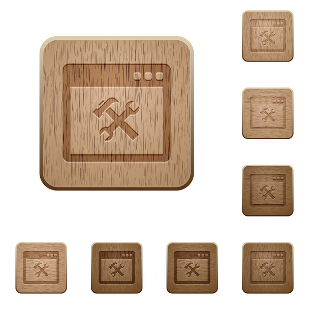 Herramientas de aplicación botones de madera
 - Vector, Imagen