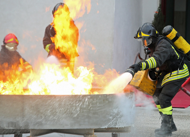 пожежники під час навчань гасіння
 - Фото, зображення