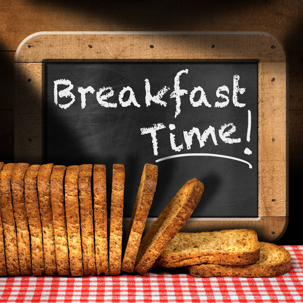 Breakfast Time - Rusks and Blackboard - Фото, зображення