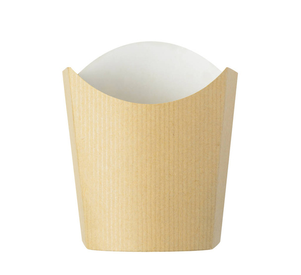 Kraft paper french fries bucket isolated on white. - Photo, Image