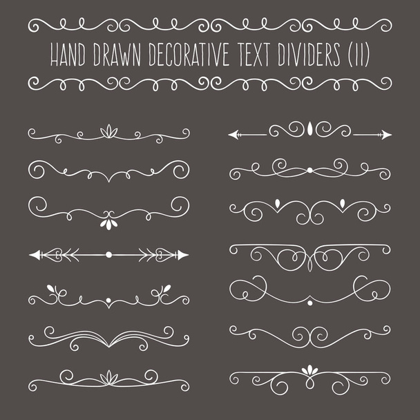 Hand drawn decorative text dividers on blackboard background - Vector, Image