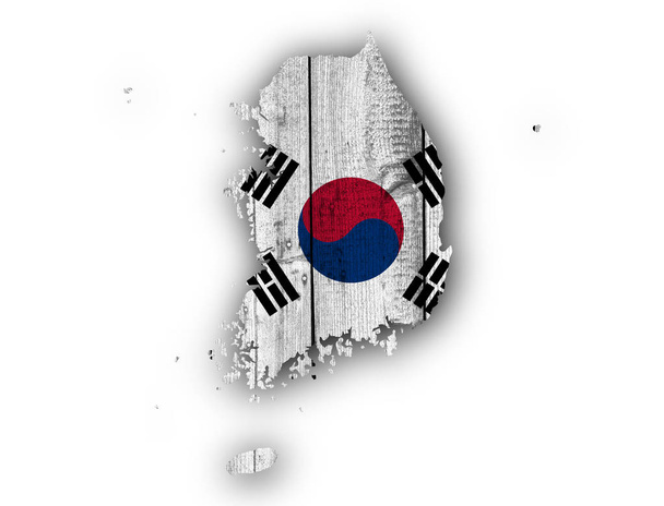 地図と韓国の旗  - 写真・画像