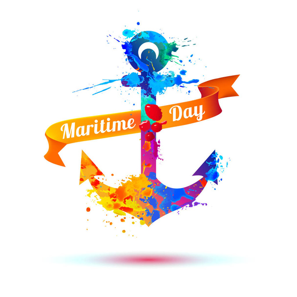  Εθνική ημέρα για τη θάλασσα. Splash χρώμα - Διάνυσμα, εικόνα