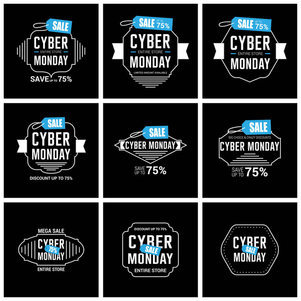 set of banners of cyber monday sale - Vetor, Imagem