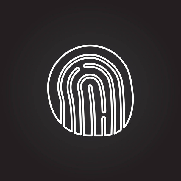 fingerprint in black button - Vektor, obrázek