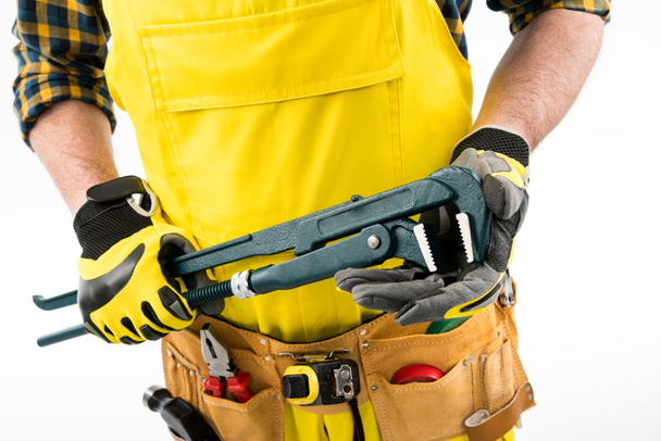 Workman with tool belt  - Zdjęcie, obraz
