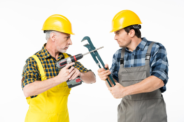 Construction workers with tools - Fotoğraf, Görsel
