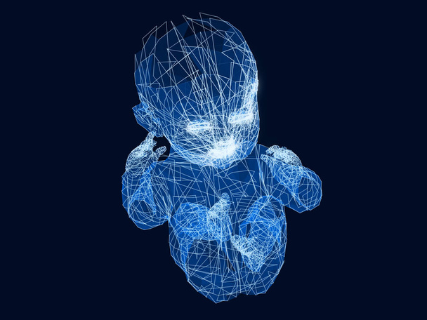 Дротовий каркас моделі малюка. 3D візуалізація
. - Фото, зображення