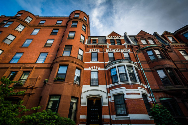 Historic brick buildings in Back Bay, Boston, Massachusetts. - Φωτογραφία, εικόνα