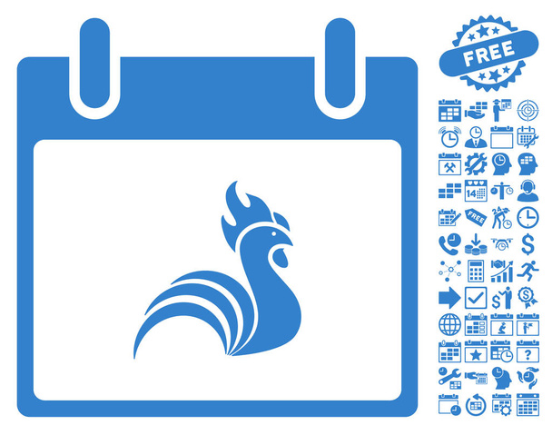 Rooster Calendar Day Flat Vector Icon With Bonus - Вектор, зображення