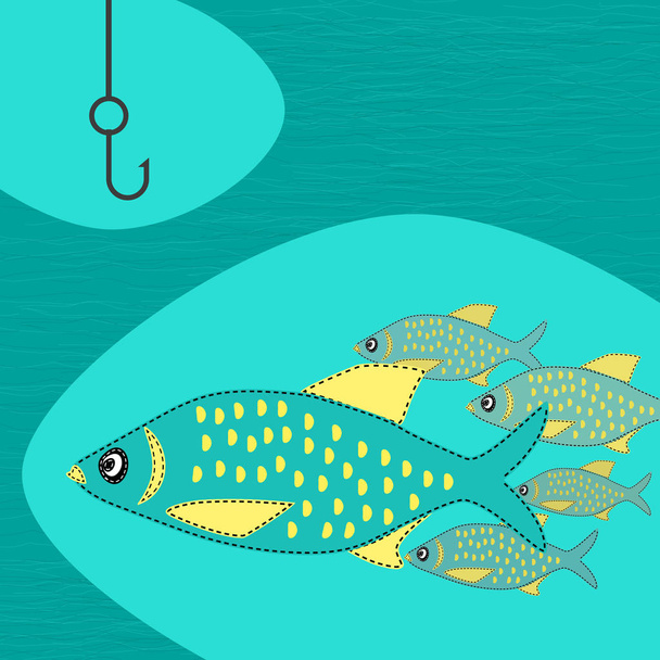 Fishing emblem concept - Вектор,изображение