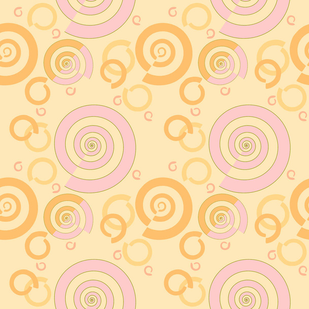 Naadloze spiraal patroon roze geel oranje op perzik kleur - Foto, afbeelding