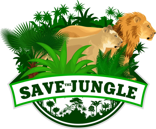 Векторний джунглі емблема з левами
 - Вектор, зображення