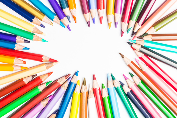 Colour pencils isolated on white background - Photo, Image