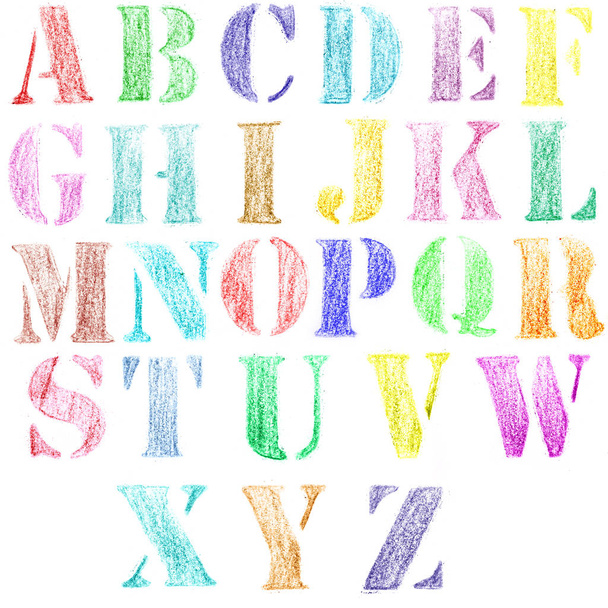 Alfabetu angielskiego, ręcznie rysowane przez farbują ołówek - Zdjęcie, obraz