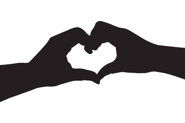 Silhouette hand in heart shape - Vector, Image