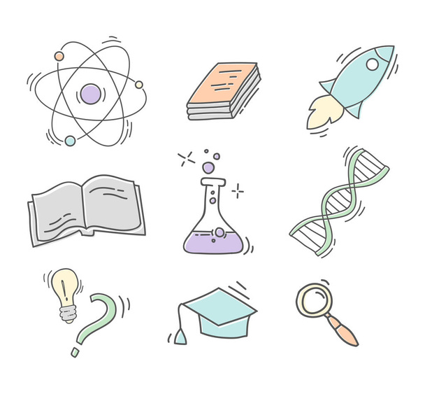 Set of Hand Drawn Science icons - Vector, Image