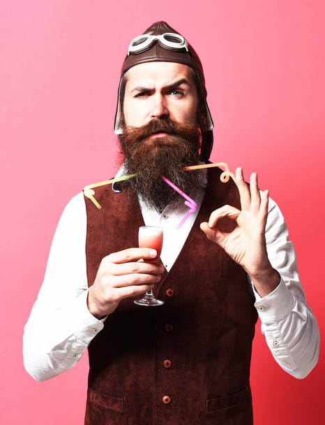 serious handsome bearded pilot - Fotografie, Obrázek
