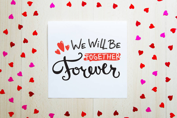 St Valentine's Day vintage composition of greeting note with lettering - Foto, imagen