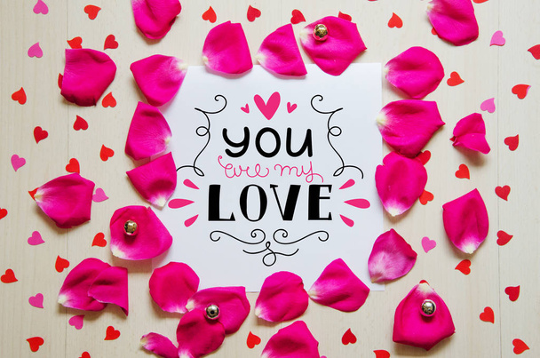 St Valentine's Day vintage composition of greeting note with lettering - Foto, Imagem