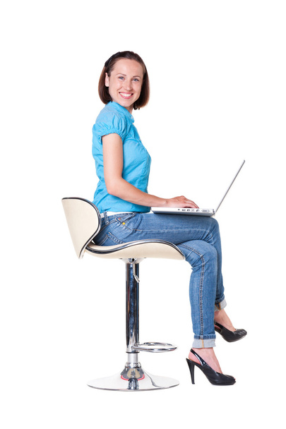 atraktivní obličej žena s laptopem - Fotografie, Obrázek