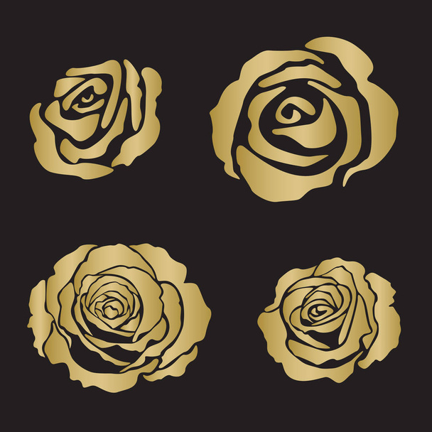 Σιλουέτα τριαντάφυλλο ανοιγμένα λουλούδια - Διάνυσμα, εικόνα