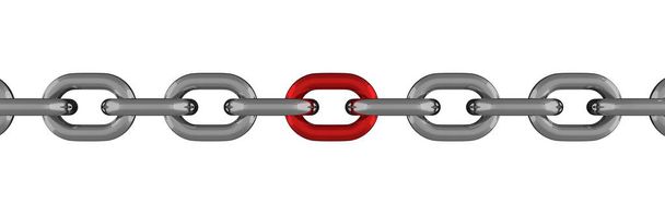 Línea de cadena de metal con elemento rojo aislado
 - Foto, imagen