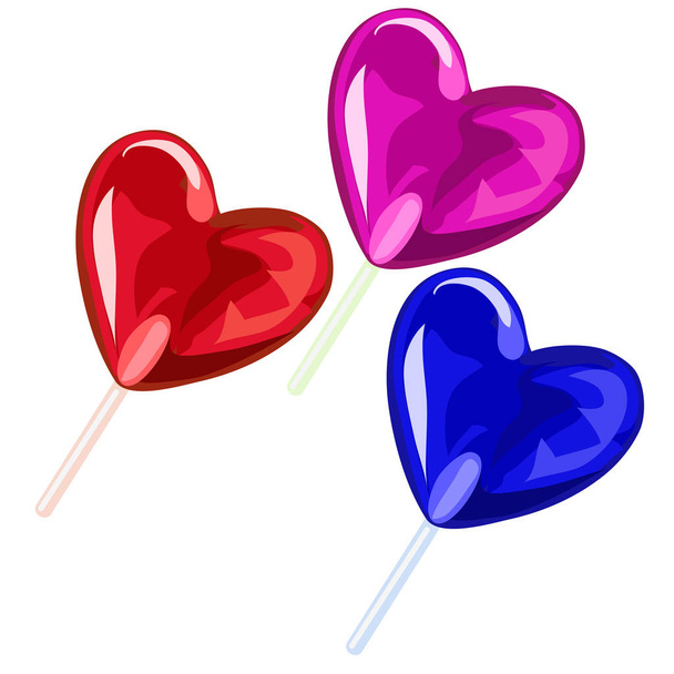 Three lollipops in the shape of heart. Vector - Vector, Image