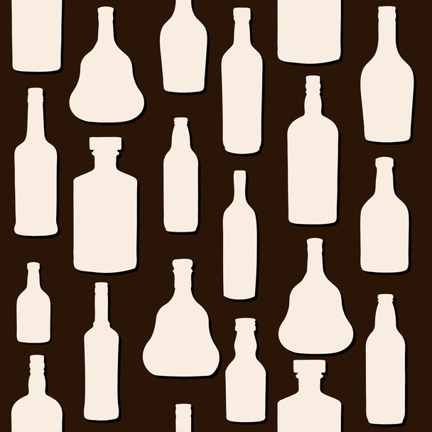 Vector illustration silhouette alcohol bottle seamless pattern - Vector, Image