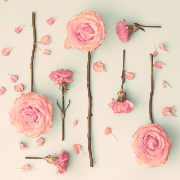 Roses and carnations - Fotoğraf, Görsel