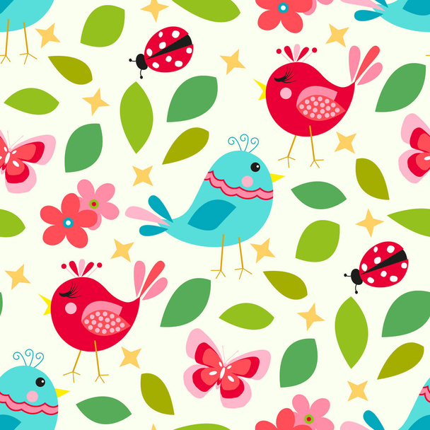 Cute birds seamless pattern  - Vetor, Imagem