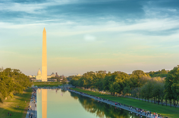 Washington Monument en Reflecting Pool, - Foto, afbeelding