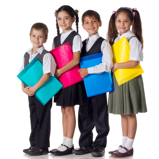 Smiling kids standing with folders - Φωτογραφία, εικόνα