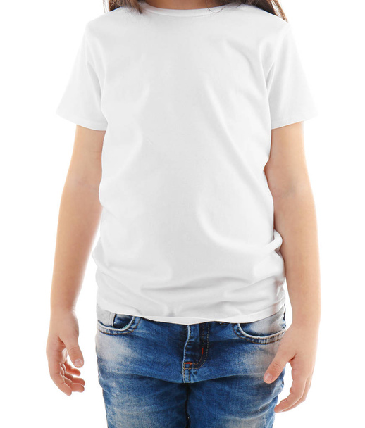 Little girl in blank t-shirt - Foto, Imagem