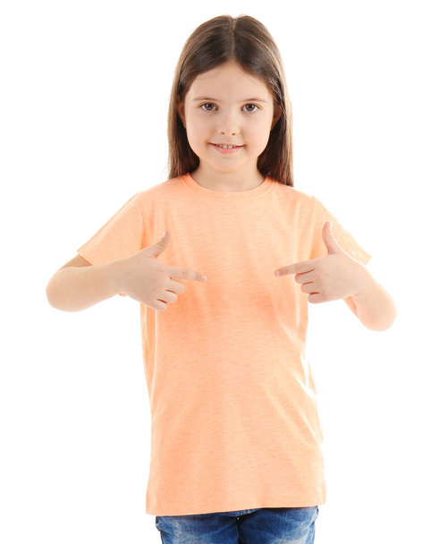Little girl in blank t-shirt - Foto, Imagem