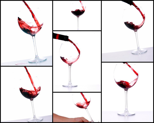 Vörös borral, egy pohár töltő - Fotó, kép