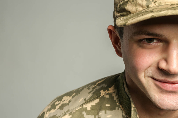 Soldier in camouflage, closeup - 写真・画像